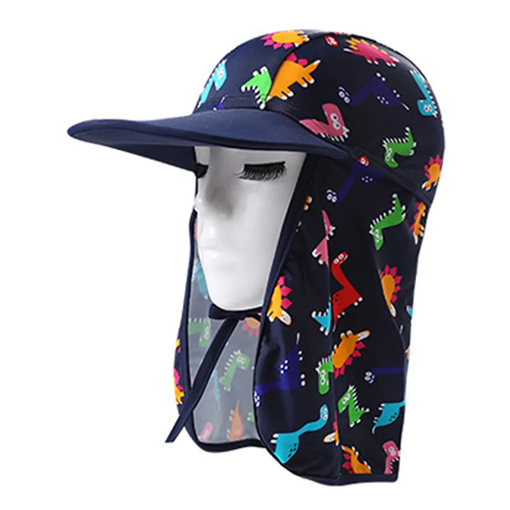 LONSANT Children sun hat Kids cartoon print baseball cap Outdoor Sports Hiking Vision UV protection neck cover Fishing | Детская одежда