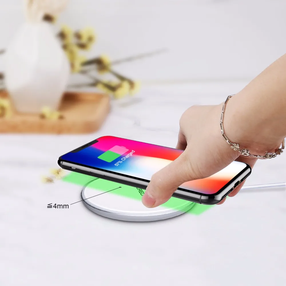 Floureon 10 Вт Qi Беспроводной Зарядное устройство для iPhone X/XS Max XR 8 плюс Видимый элемент Беспроводной зарядного устройства для samsung S8 S9+ Note 9