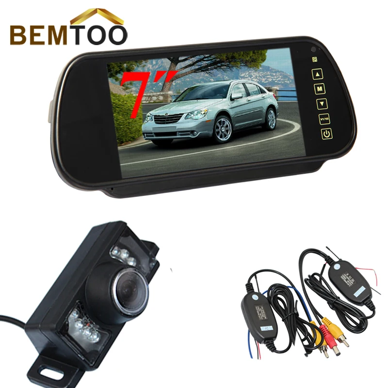 8 LED Автомобильная Камера Заднего вида Автомобиля Baackup + 7 "TFT Монитора Зеркало