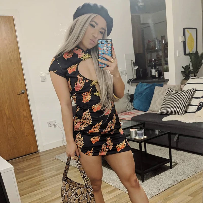 Винтажное платье Cheongsam с коротким рукавом сексуальное 2019 летние женские модные