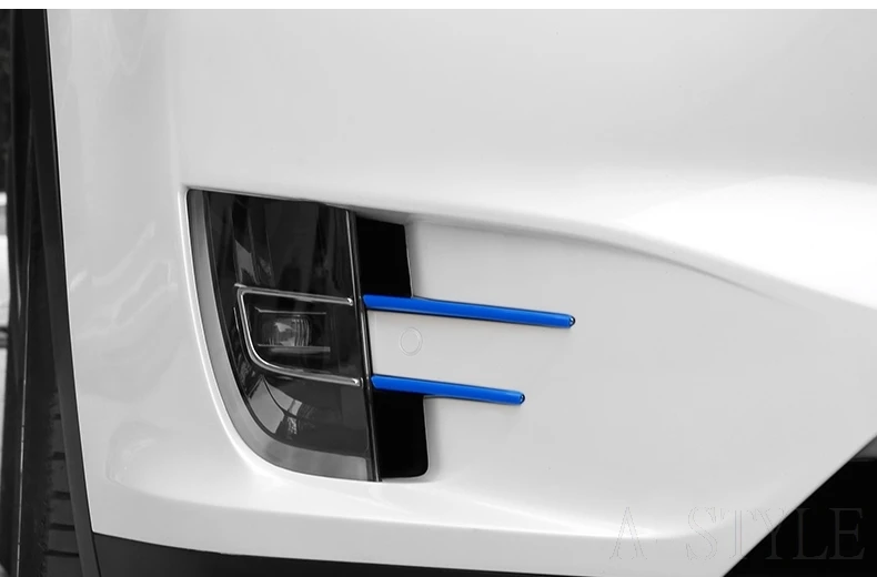 Для TESLA MODELX модель X- 2 шт хром ABS передняя противотуманная фара рамка цветная полоса украшение крышка отделка наружное украшение
