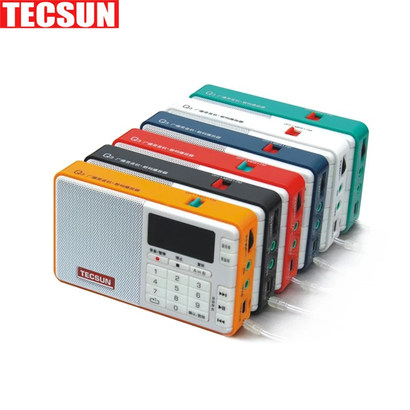 Оригинальный TECSUN Q3 FM стерео радио с диктофоном REC TF карта MP3 плеер USB динамик