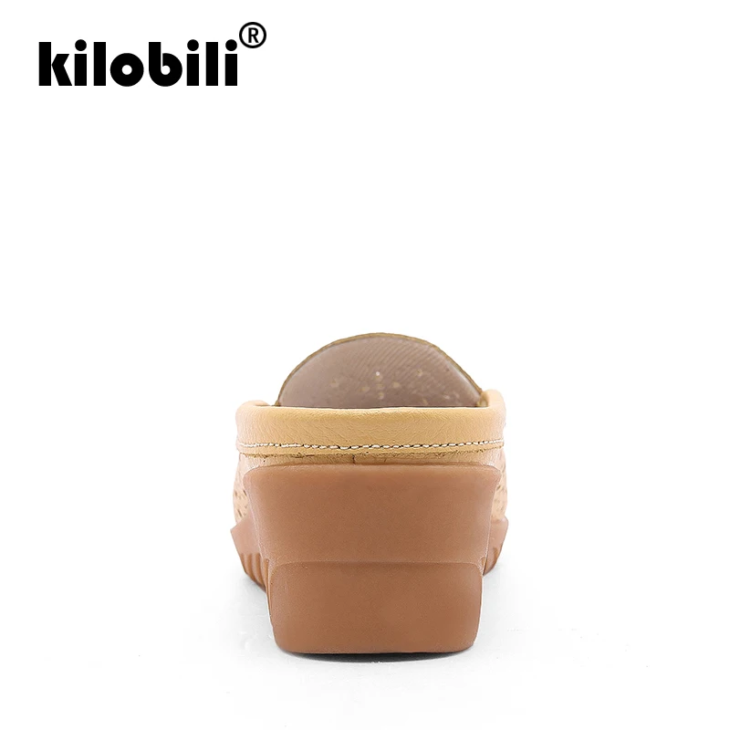 Kilobili 2019 летние Женские балетки на плоской подошве из бычьей кожи Босоножки