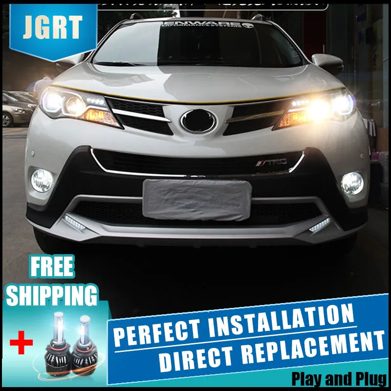 2 шт. светодиодный головной светильник s для Toyota RAV4 2013 2015 Автомобильный с двойной