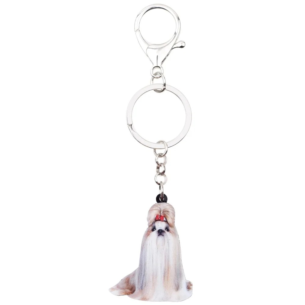 Bonsny акриловые Мультяшные китайские Shih Tzu собачьи брелки новинка ювелирные