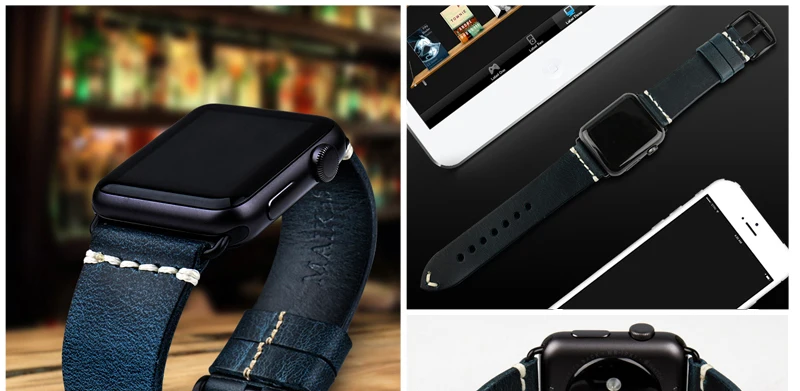 Аксессуары для часов MAIKES, браслеты, ремешок из натуральной кожи для Apple Watch, ремешок 44 мм, 40 мм, iWatch, полосы 42 мм, 38 мм, ремешок для часов