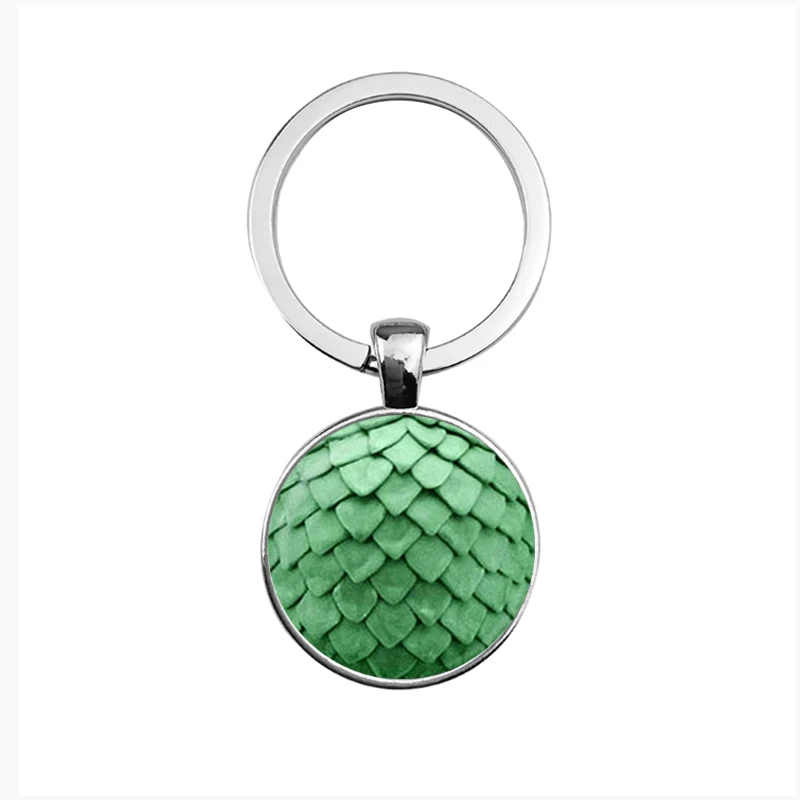 SUTEYI Fashion Style Art Pattern Key Chains Holder Green Dragon Egg Handmade Glass Cabochon Pendant Keyring Women Men Jewelry | Украшения и