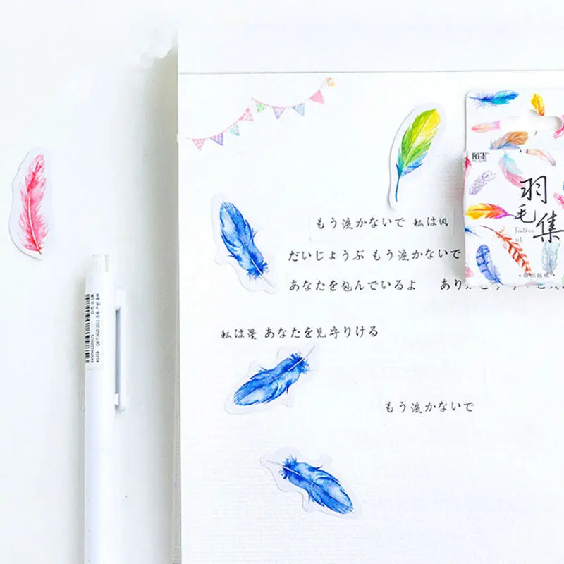 45pcs Colorful Feathers DIY Planner Diary Scarpbooking Index Lable Stickers Escolar Decoration Seal | Дом и сад