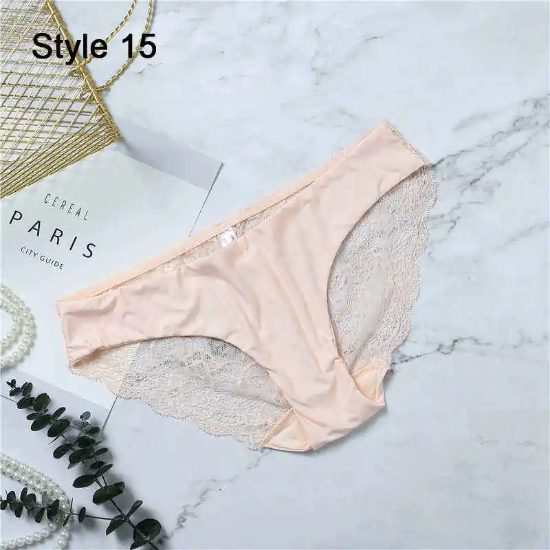 Style15 Light Skin Модные женские сексуальные кружевные трусики, бесшовное нижнее белье, трусы, леопардовые, ледяной шелк, для девочек, бикини, хлопок, промежность, прозрачное белье - Цвет: Style15 Light Skin