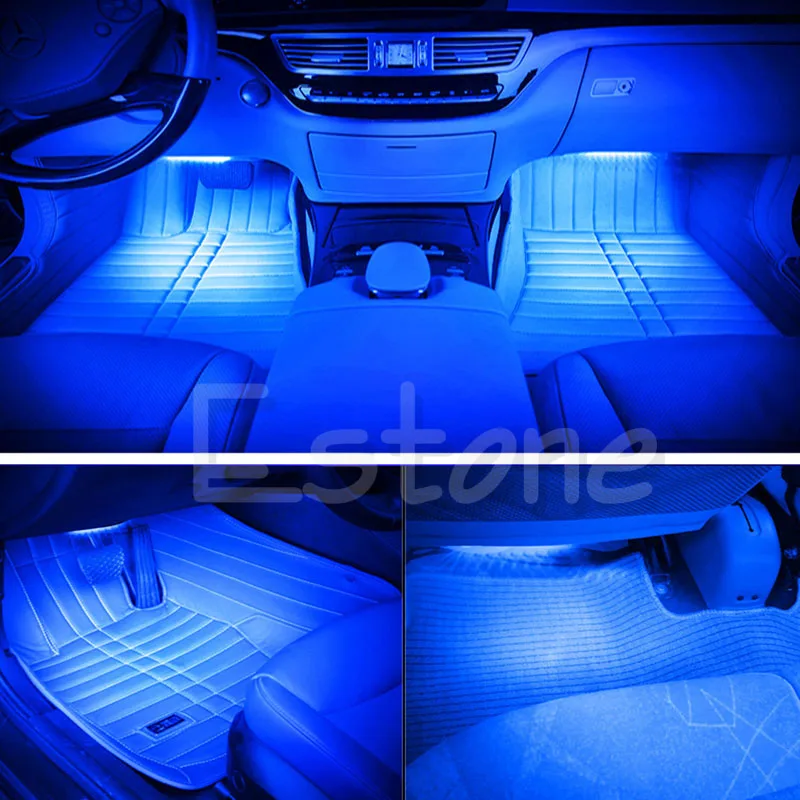 Новый Синий 2X12 светодиодный интерьер автомобиля Footwell напольный Декор
