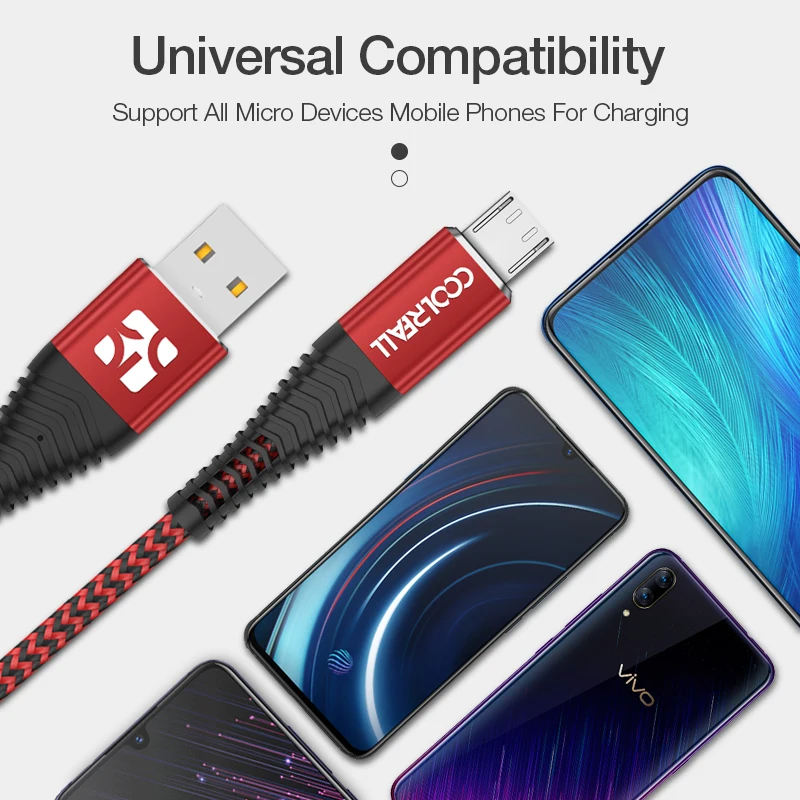 Coolreall 2.4A Micro USB кабель для быстрой зарядки передачи данных нейлоновый