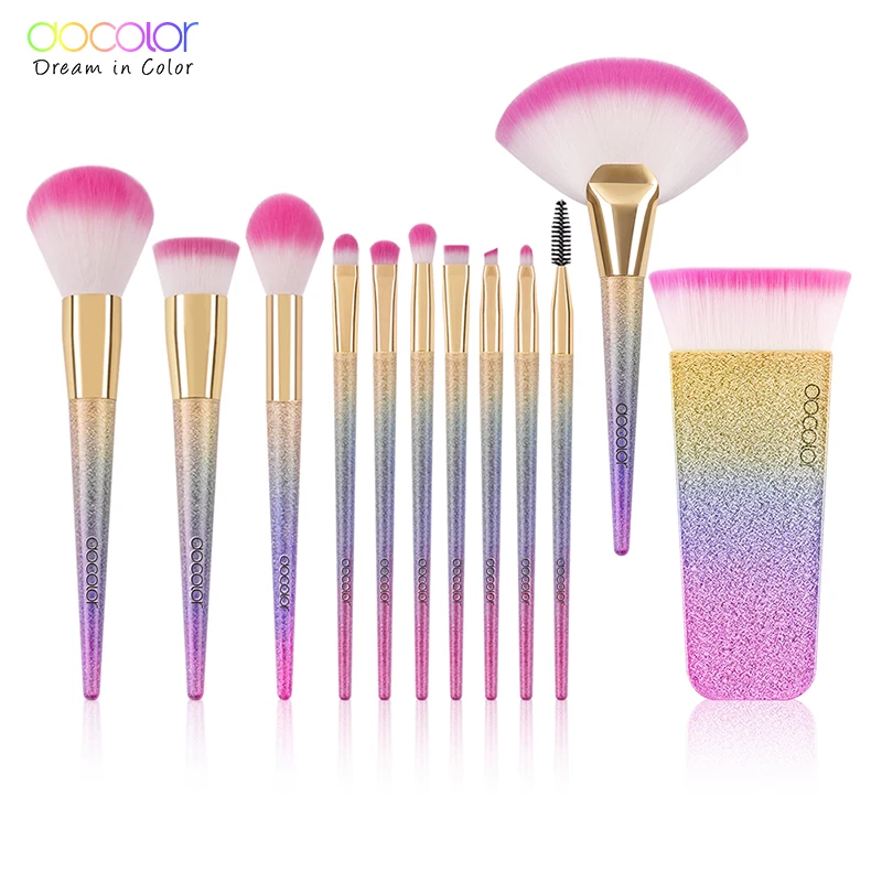 DB1003-03-08 (12pcs) Docolor фантазийные кисти, Профессиональные кисти для макияжа, набор, основа, пудра, румяна, красота, Кисть для макияжа, натуральные синтетические волосы - Handle Color: DB1003-03-08 (12pcs)