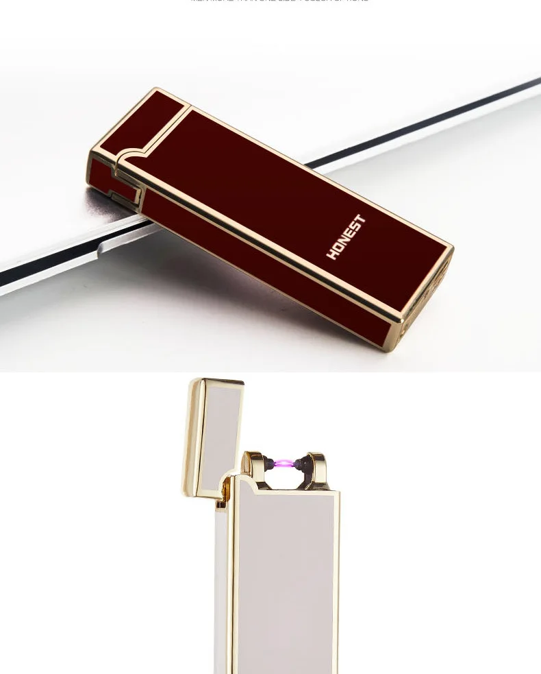 Ультратонкая импульсная дуговая Зажигалка металлическая Новинка USB Зажигалка перезаряжаемая ветрозащитная Бездымная электрическая зажигалка гаджеты для мужчин cakmak