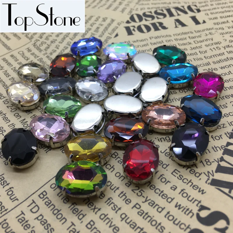 TopStone цветные стеклянные кристаллы для шитья овальной формы необычный камень с