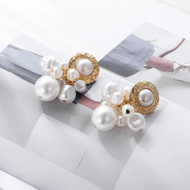 Женские серьги-подвески ZA с белым жемчугом женские вечерние серьги из золотого