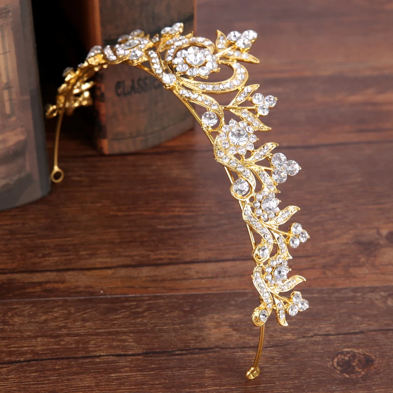 Vintage Luxury Gold Crystal Tiara Princess Wedding Crown For Bride Hair Accessories Headwear Bridal Jewelry | Украшения и