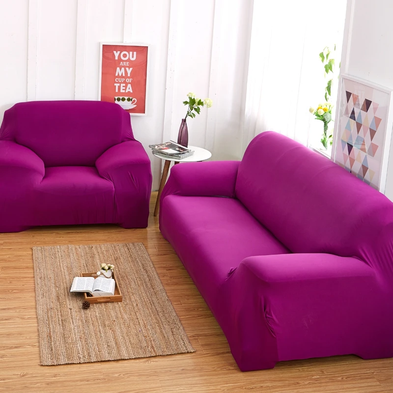Blue/Pink/red/black/purple Color Solid Sofa Cover Spandex Modern Elastic Polyester Couch Slipcover Chair Furniture Protector
