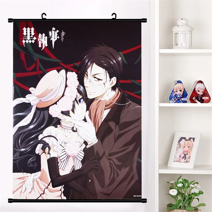 E Аниме Черный дворецкий kuroshitsuji Ciel Phantomhive настенный свиток Фреска плакат Настенные подвесные плакаты Otaku коллекция домашнего декора - Цвет: E