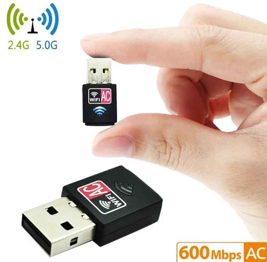 802.11ac 600 Мбит/с нано-размер беспроводной wifi USB адаптер ПК сетевая карта двухдиапазонный 5 ГГц адаптер Lan USB Ethernet приемник AC Wi-Fi