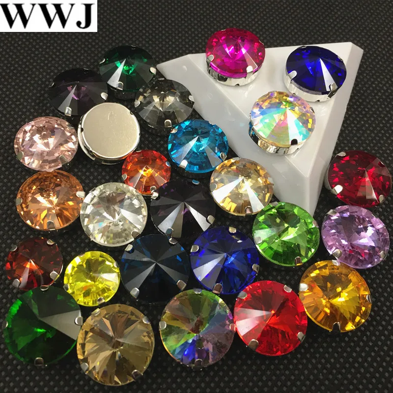 Стеклянные кристаллы Rivoli пришивные камни всех цветов с металлической чашечкой