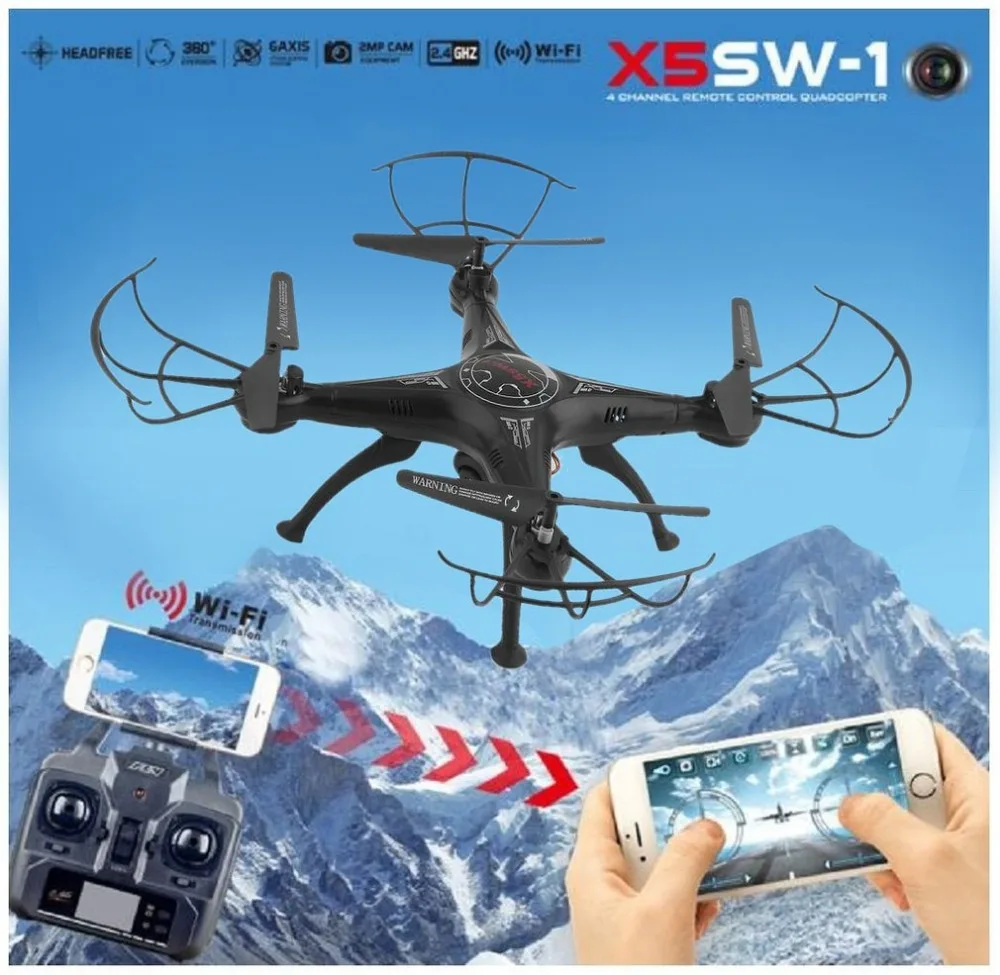 X5SW-1 6-осный гироскоп Квадрокоптер с дистанционным управлением 2,4G 4 CH беспилотный компактный р/у вертолет со стальным корпусом и 0.3MP Wi-Fi FPV Камера для фотостудии видеосъемки фотографирования устройства