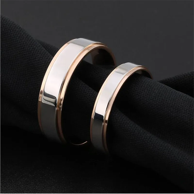 

R23 Titanium Lover's Rings Width 4mm 6mm 316L Stainless Steel IP Plating No Fade Gold-color Good Quality Cheap Jewelry