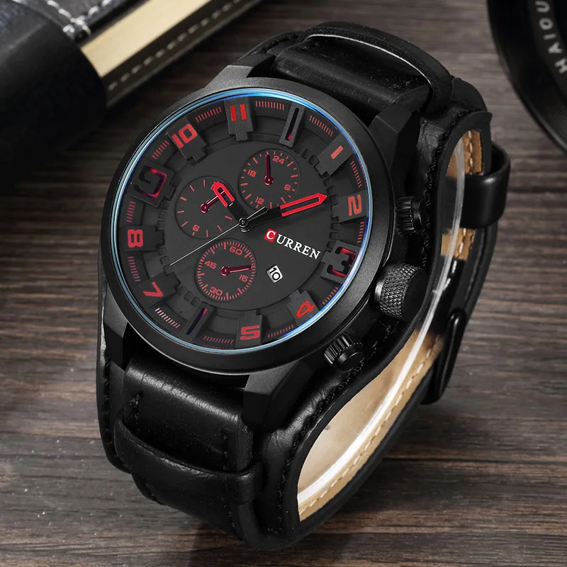 

Curren Men's Casual Sport Quartz Watch Men Fashion Watches Top Brand Quartz-Watch Leather Military Watch Wrist Male Clock 8225