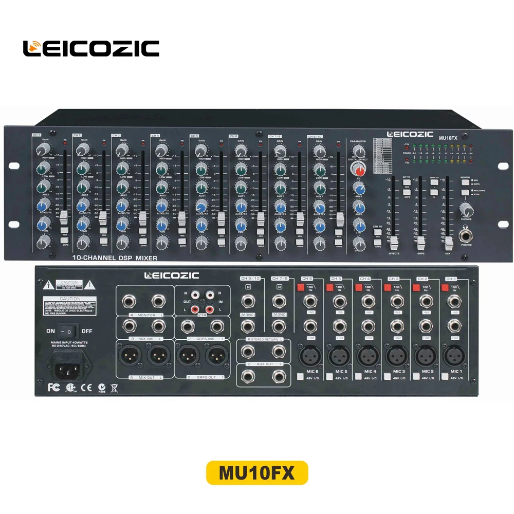 Миксер Leicozic MU10FX с креплением в стойку для сценической студии консоли записи