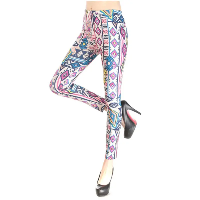 Женские милые леггинсы с татуировкой ретро цветные летние геометрические тонкие