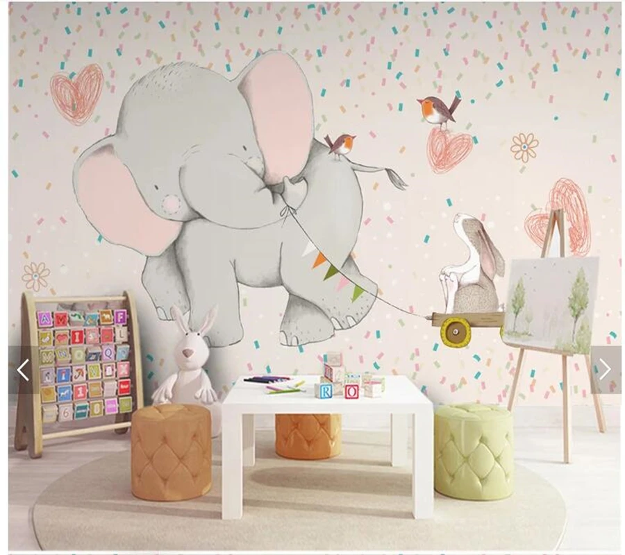 Пользовательские papel сравнению infantil мультфильм Слон обои росписи для детской