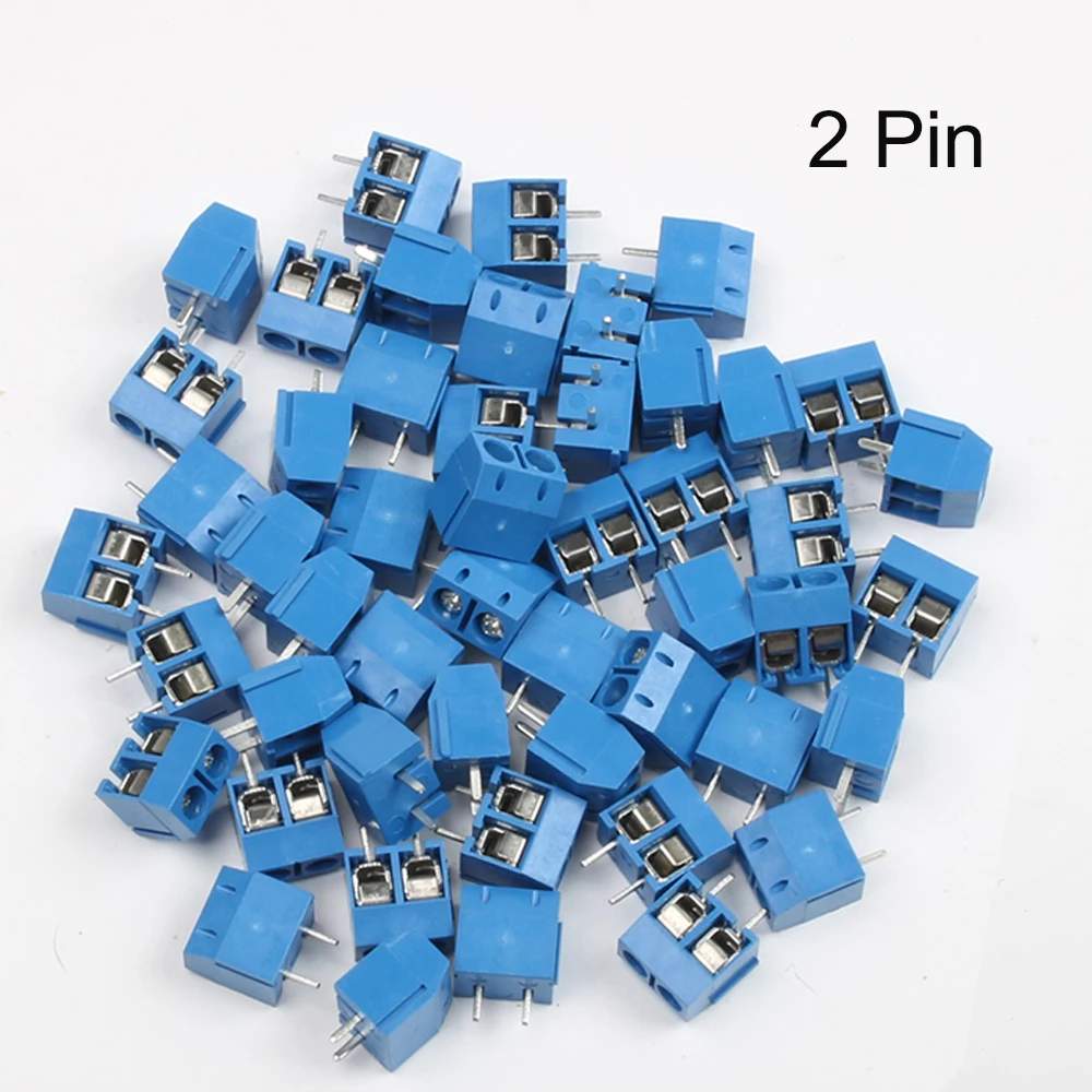 

High Quality 2Pin 100 pcs Pitch 5.0mm Straight Pin Screw PCB Terminal Block Connector Plug-in Screw Connectors Terminals Blocks
