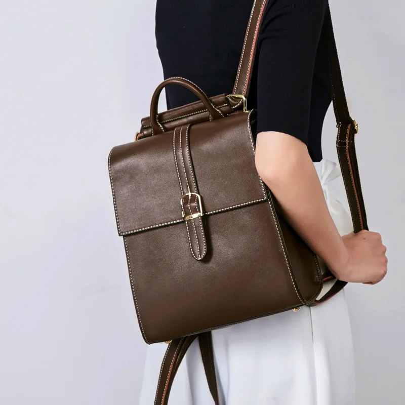 

RanHuang New 2019 Women Genuine Leather Backpack School Bags For Teenage Girls Casual Backpack Travel Bags Black Rucksacks A1272