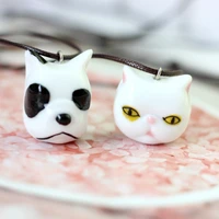 pet cats and dogs cute cartoon ceramic necklace pendant gift n053