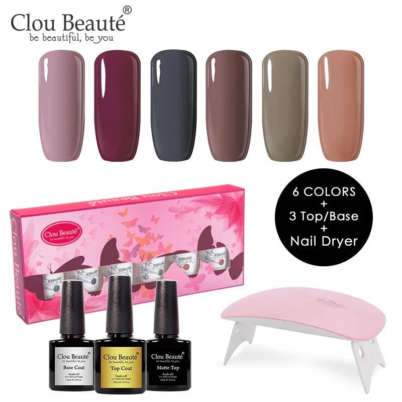 DJ-TZH05 Clou Beaute 8 мл Гель-лак для ногтей основа и верхнее покрытие матовый топ Полупостоянный УФ-лак Soak Off розовый белый 6 шт. набор гель-лаков - Цвет: DJ-TZH05