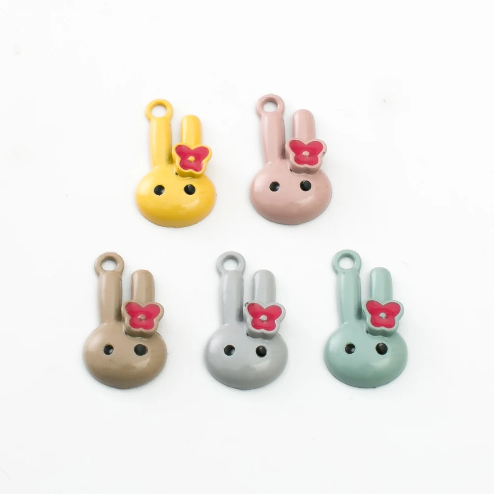 

21pcs Wholesale zinc alloy Enamel charms rabbit charm for Diy jewelry 4512