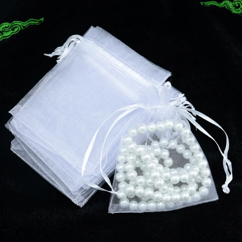 

Free Shipping 200pcs White Color Organza Bags 5x7cm Mini Wedding Favor Gift Bag Earrings Jewelry Packaging Bags Pouches