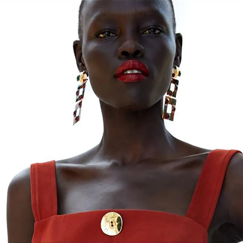 SexeMara 2019 ZA Colorful Square Drop Earrings For Women Geometric Statement Wedding Party Christmas Gift Jewelry Hot | Украшения и