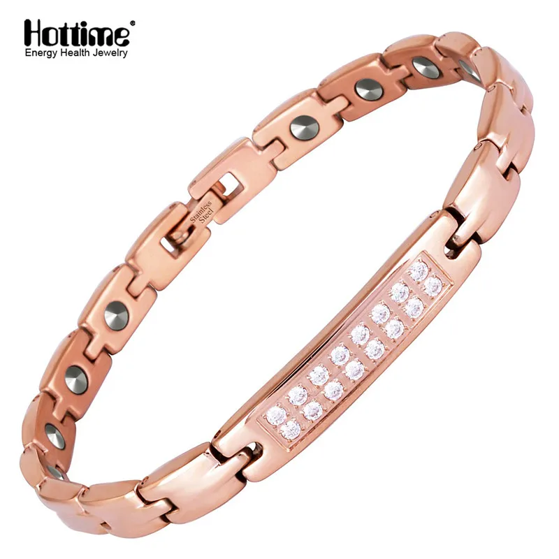 10196 Rose Gold Hottime 99.9999% германия браслет против старения и укрепления иммунной Функция исцеления здоровья Для женщин Мода Нержавеющая сталь ювелирные изделия - Окраска металла: 10196 Rose Gold