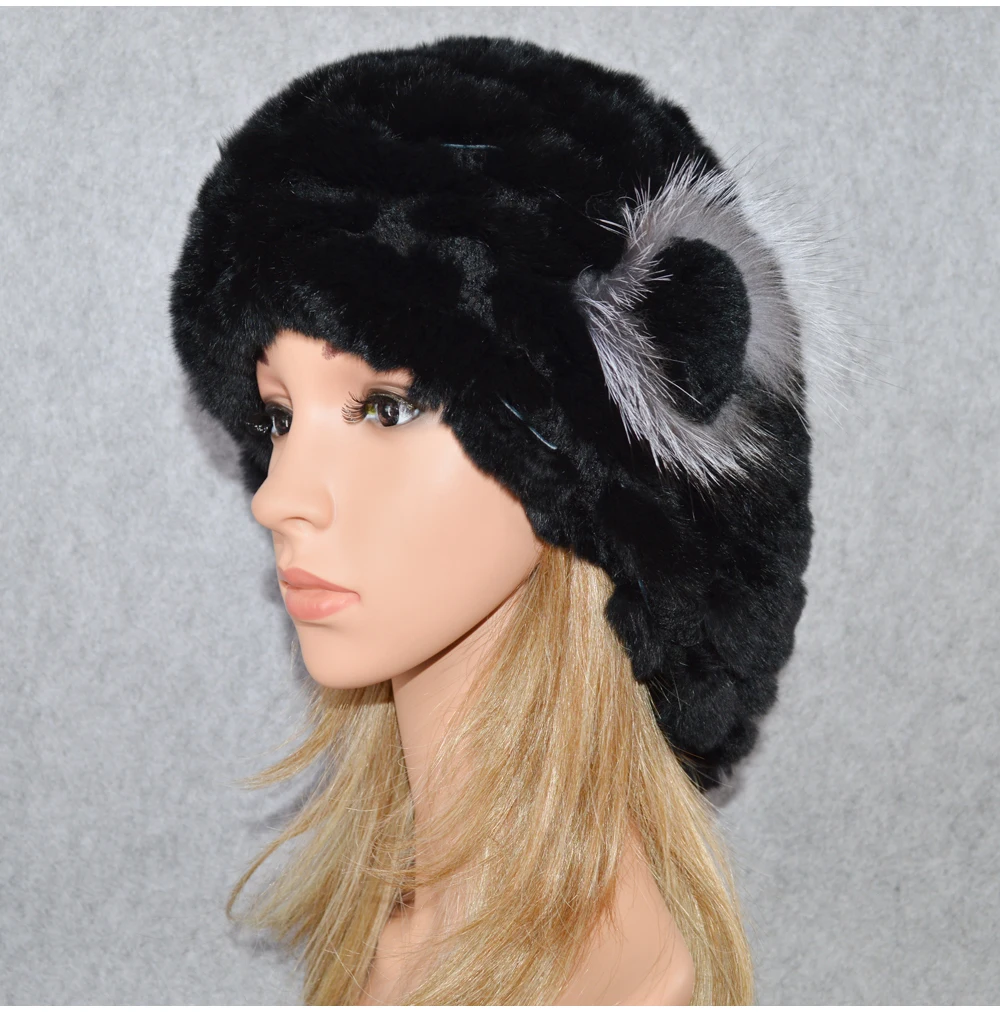 Новинка, Дамский берет, шапка s, вязаная, настоящий мех кролика, шапка бини, женские зимние шапки из меха кролика Рекс,, настоящий мех кролика, шапка
