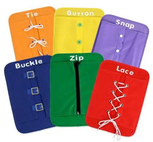 

6pc Kid Early Development Education Kit Button Snap Buckle Zip Lace For Kindergarten School Children Learn To Dress Tie Shose