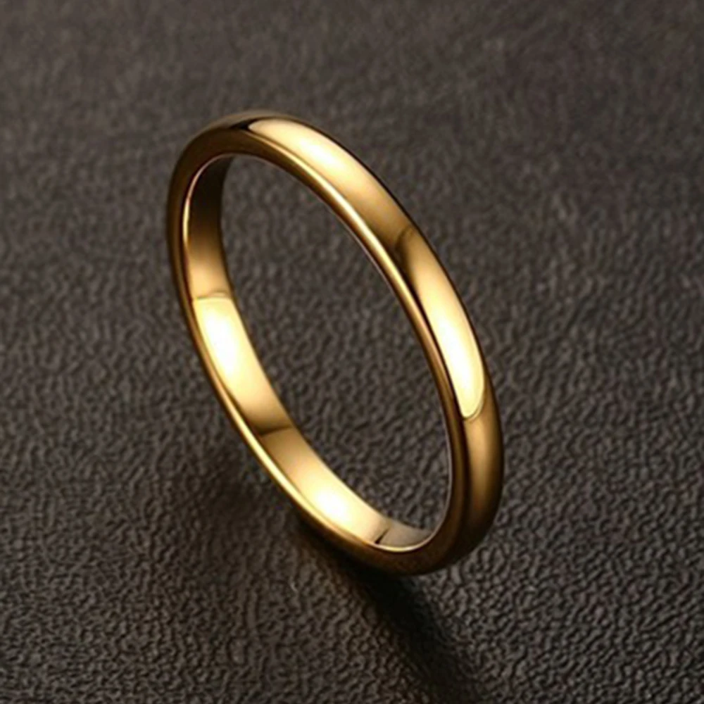 Вольфрамовое металлическое 2 мм обычное свадебное кольцо Золотое Размер 6-11 |