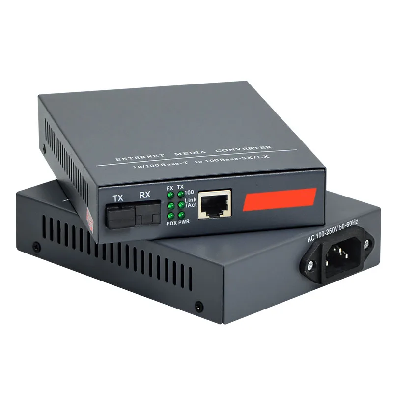 1 пара конвертер Fast Media Ethernet 10/100 Мбит/с одномодовый SC волоконно оптический