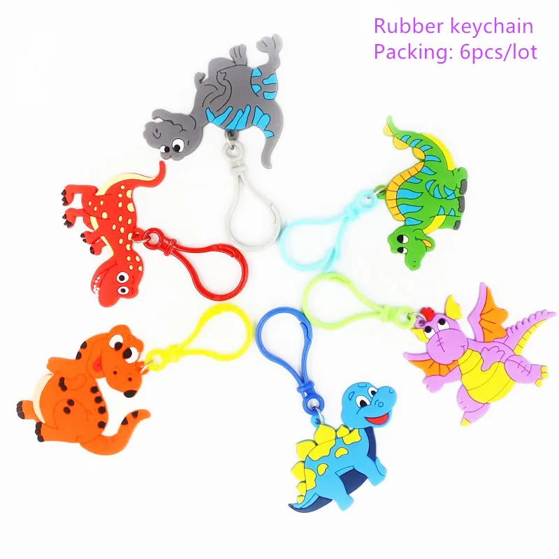 6pcs D Keychain2 Вечерние столовые приборы с рисунком динозавра для дня рождения, украшения для детей и взрослых, бумажные тарелки, чашки, скатерть, воздушные шары, соломенные вечерние принадлежности - Цвет: 6pcs D Keychain2