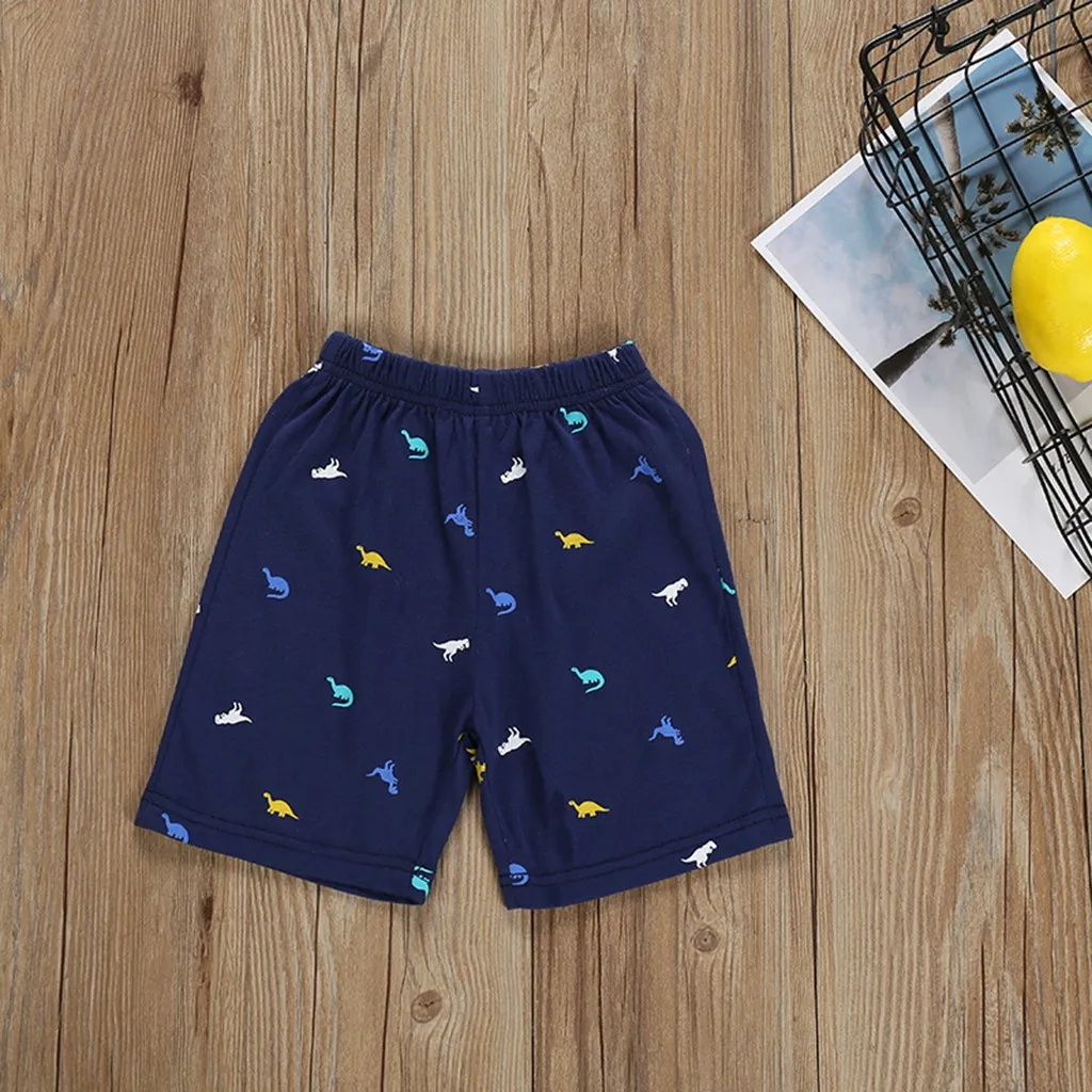 Summer Baby Cotton Children Kids Boy Clothing Set Cartoon Dinosaur Print Tops T-shirt+Shorts Pajamas Toddler Clothes | Детская одежда и