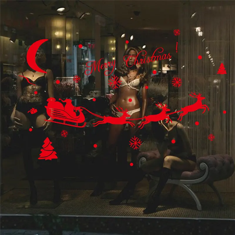 Лучшие Продажи Снежинка Олень Рождество Витрина Стекло Украшения Стикер Стены