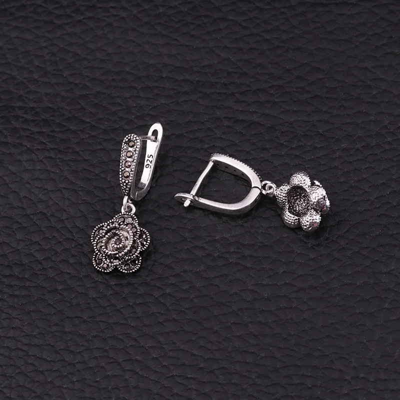 Серьги подвески женские в вечерние цветка розы серебристого цвета|earrings for|drop