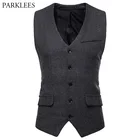Мужской твидовый жилет, деловой Повседневный жилет без рукавов, В Елочку