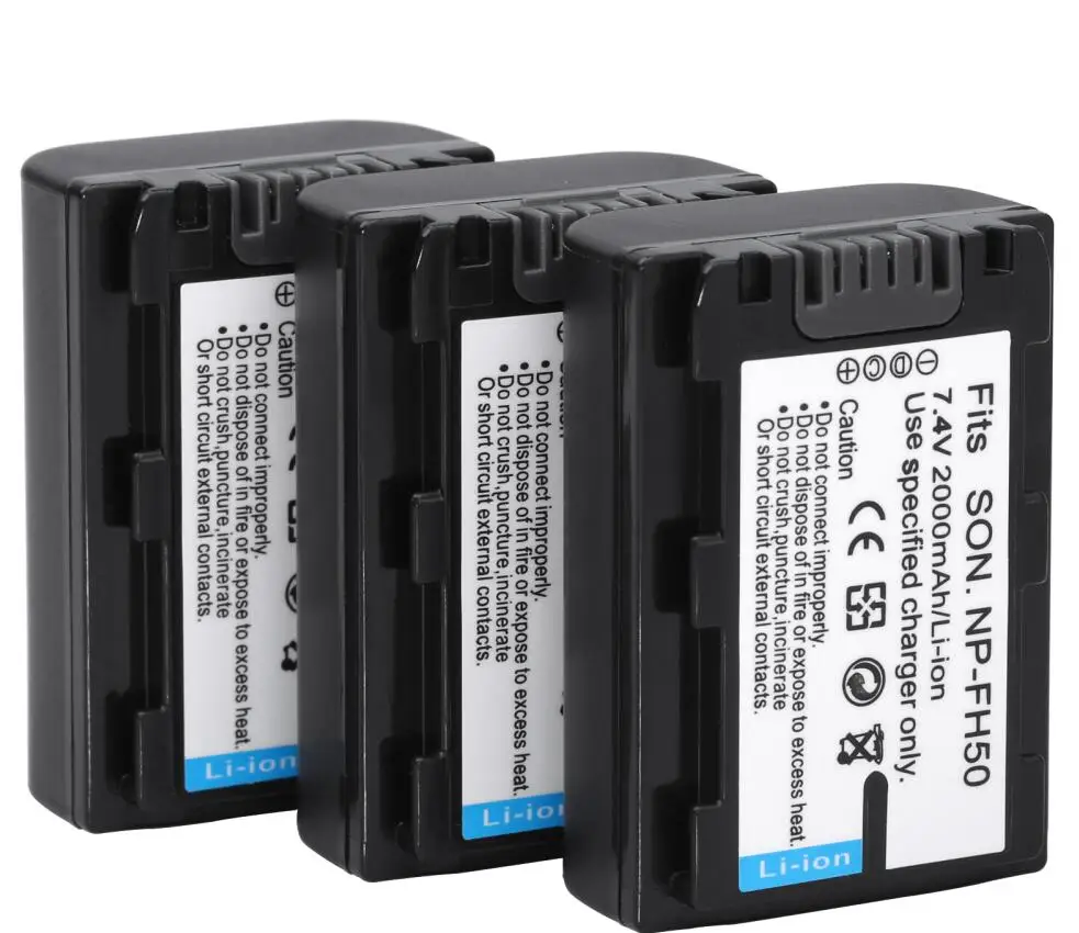3 battery NP-FH50 Батарея+ Зарядное устройство для sony NP-FH40 DSC-HX1 HX100V DSLR A230 A330 DCR-DVD205 DCR-DVD305 DCR-DVD308 DCR-DVD403 - Цвет: 3 battery