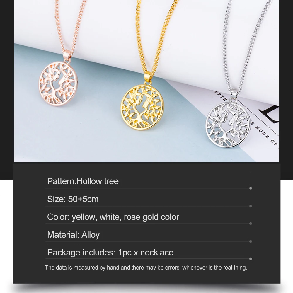 New Fashion Hollowed Out Life Tree Necklace Women's Metal Alloy Wishing Clavicular Chain Pendant Jewelry | Украшения и