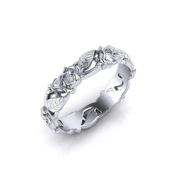 Dainashi, 925 серебряные кольца, изящный элегантный 3D ажурный цветок, дизайн, поэтическое кольцо на палец для женщин, несколько размеров, модное ювелирное изделие, Новинка - Цвет камня: SILVER
